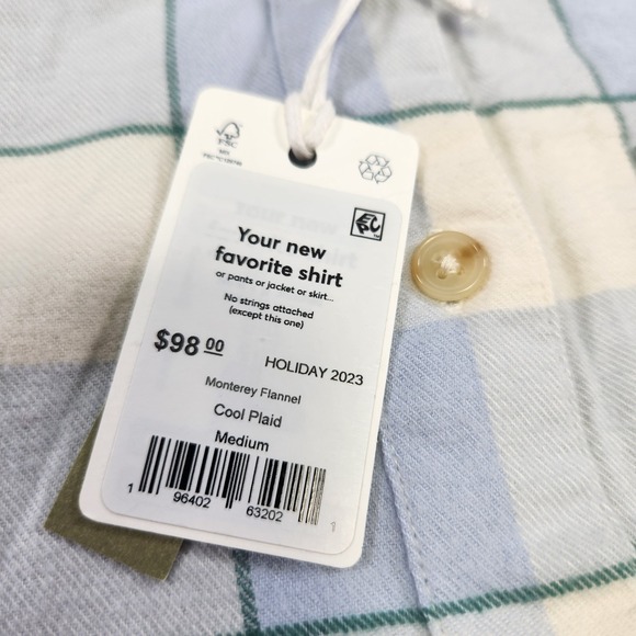 Marine Shirt Women Medium Monterey Flannel Button Up Plaid Cotton Minimal - Picture 3 of 9